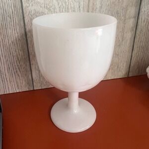 Vintage Milk Glass Goblet White Star Embossed Pedestal Chalice Water Wine Glass